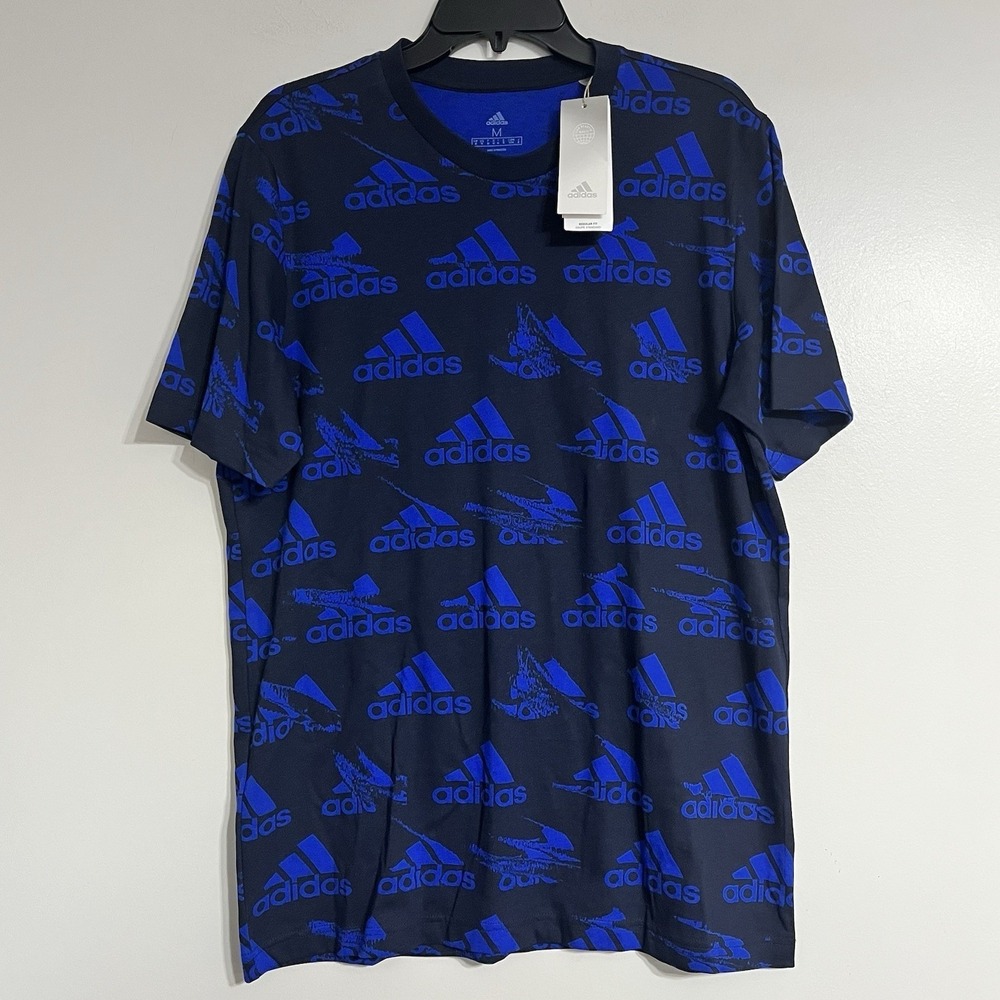 Adidas Essentials Brand love Tee T-shirt Blue & Black Size Medium
